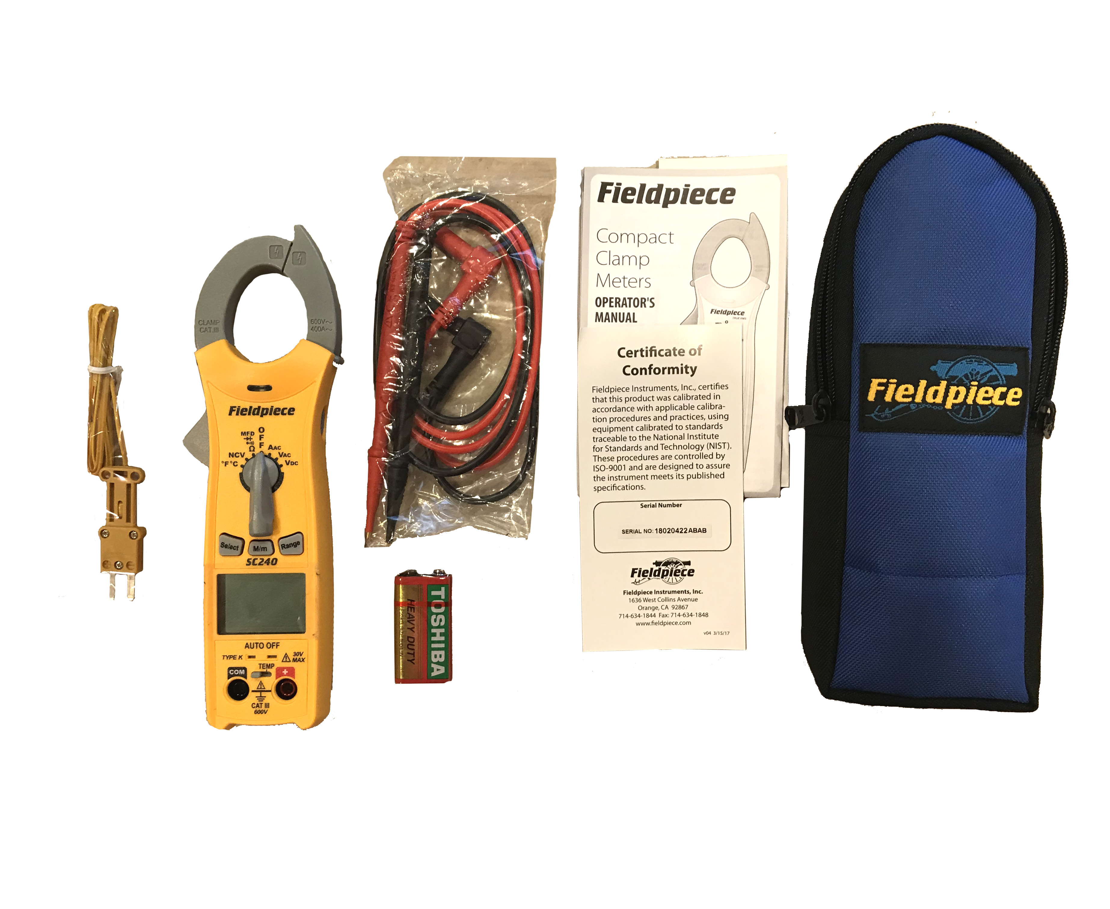 Fieldpiece Clamp Meter w/ Thermocouple & Silicone Leads